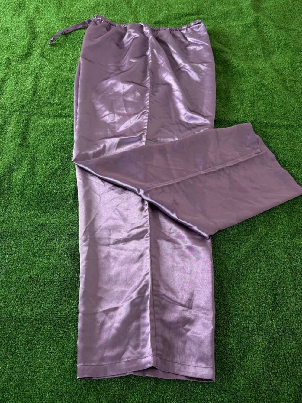 Valerie Stevens High Waist Satin Purple Wide Leg Pajama Pants Size XL Sleepwear